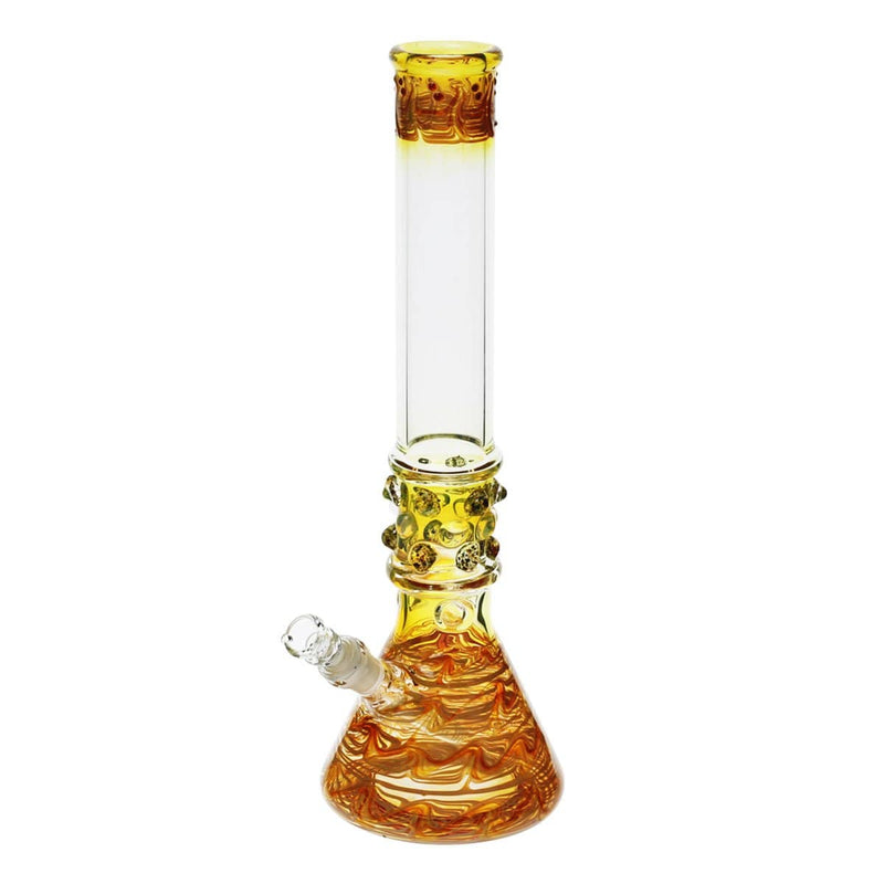 Biohazard Inc Glass Bong 17" Yellow Raked Water Pipe w / Marbles