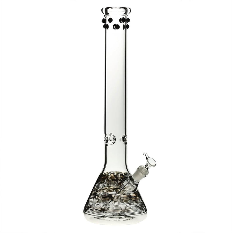 Biohazard Inc Glass Bong 18" Beaker Water Pipe w/ Marbles - Black Rake