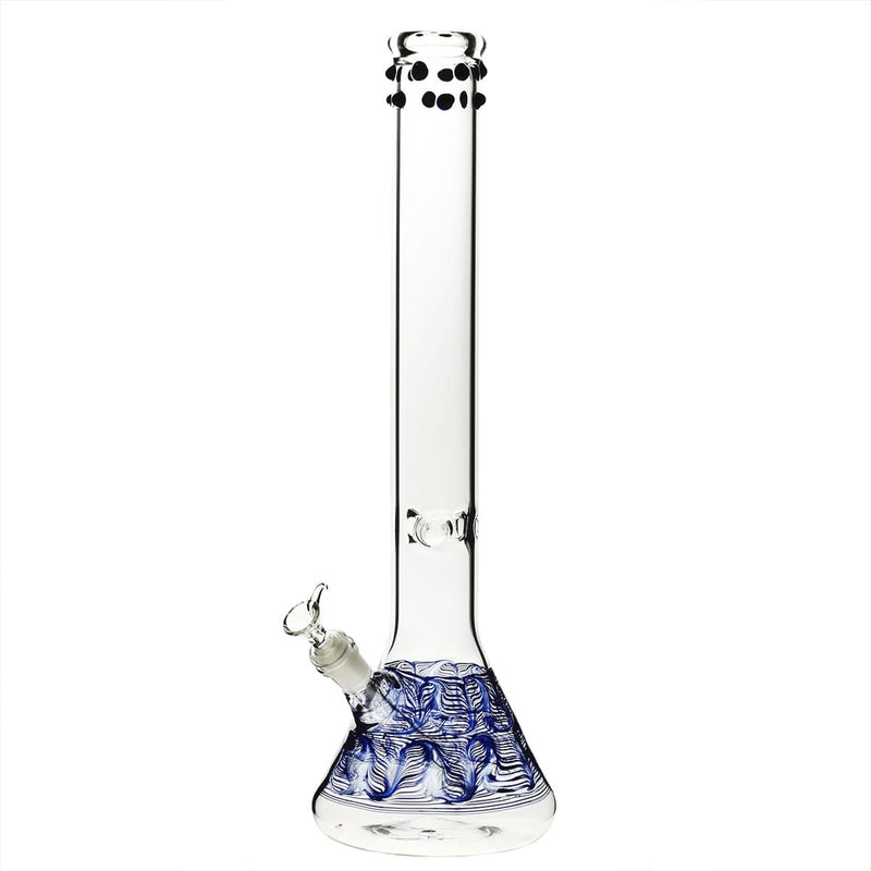 Biohazard Inc Glass Bong 18" Beaker Water Pipe w/ Marbles - Blue Rake