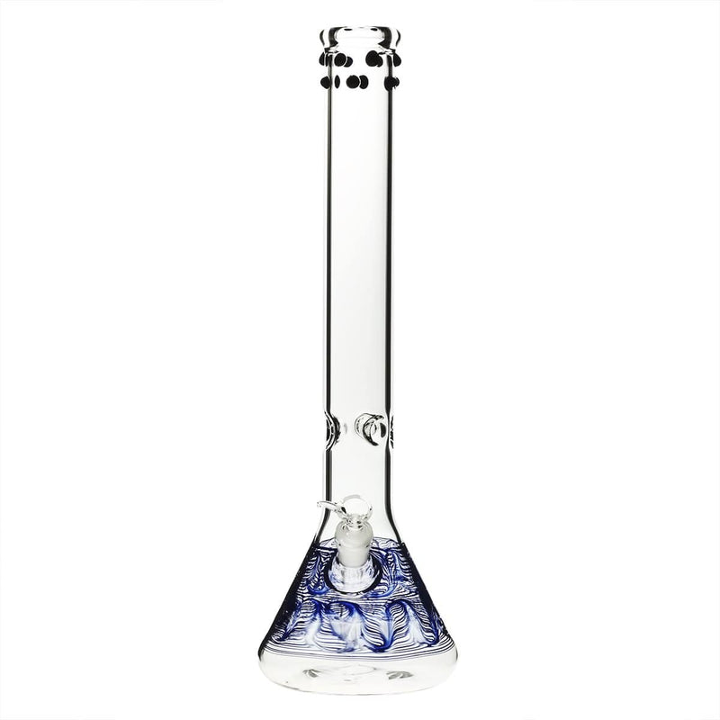 Biohazard Inc Glass Bong 18" Beaker Water Pipe w/ Marbles - Blue Rake