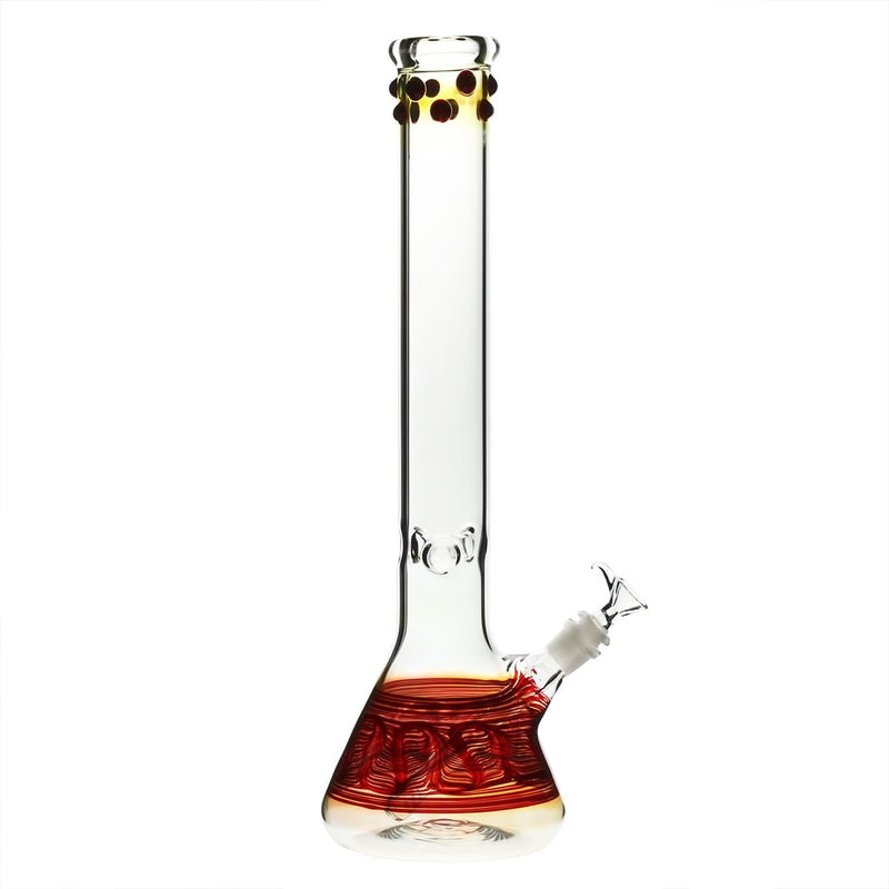 Biohazard Inc Glass Bong 18" Beaker Water Pipe w/ Marbles - Red Rake