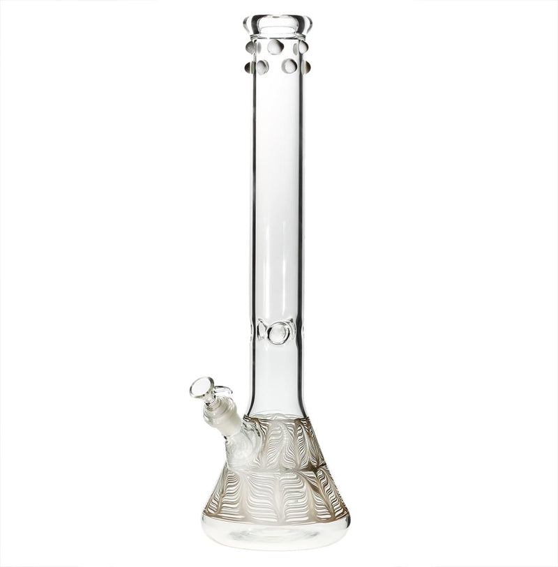 Biohazard Inc Glass Bong 18" Beaker Water Pipe w/ Marbles - White Rake