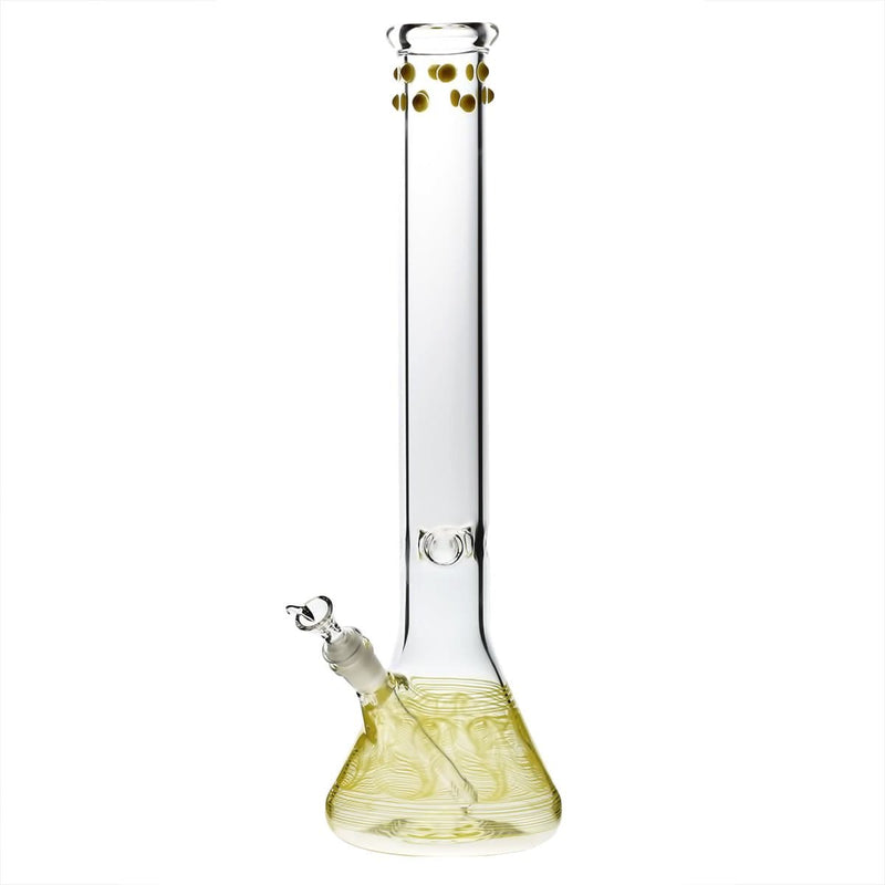 Biohazard Inc Glass Bong 18" Beaker Water Pipe w/ Marbles - Yellow Rake