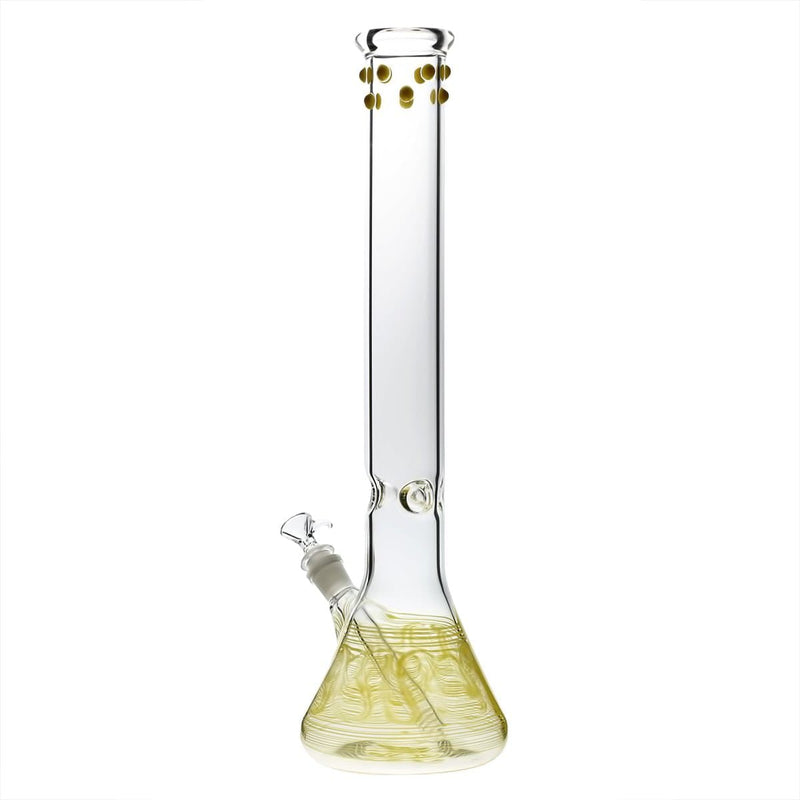 Biohazard Inc Glass Bong 18" Beaker Water Pipe w/ Marbles - Yellow Rake