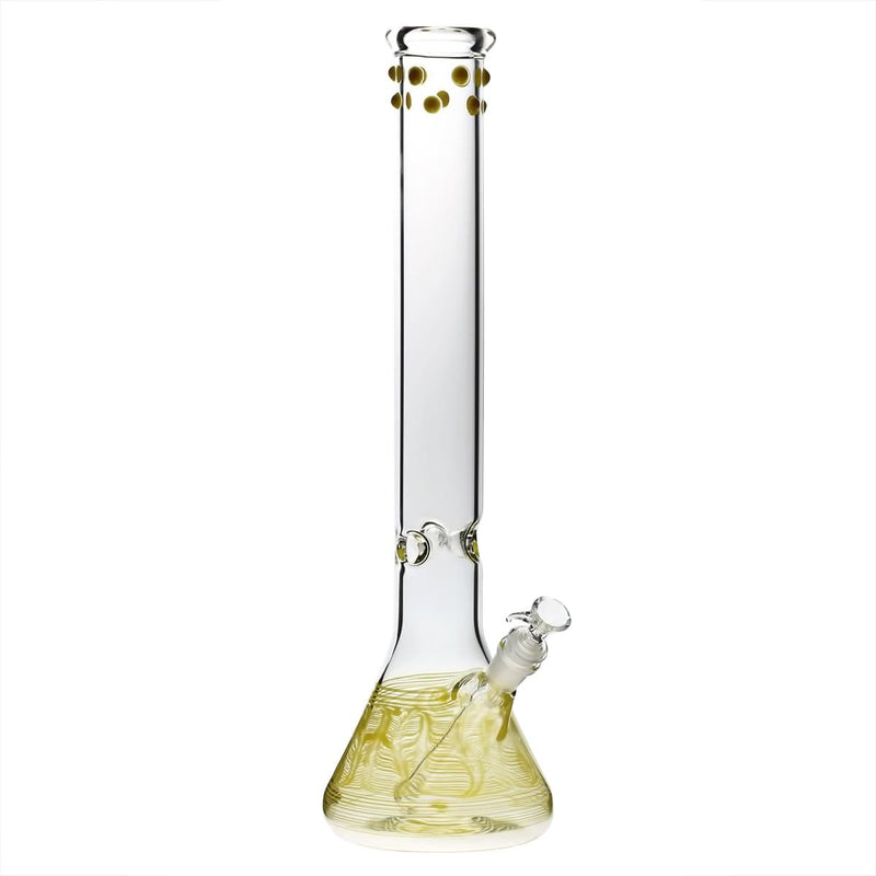 Biohazard Inc Glass Bong 18" Beaker Water Pipe w/ Marbles - Yellow Rake