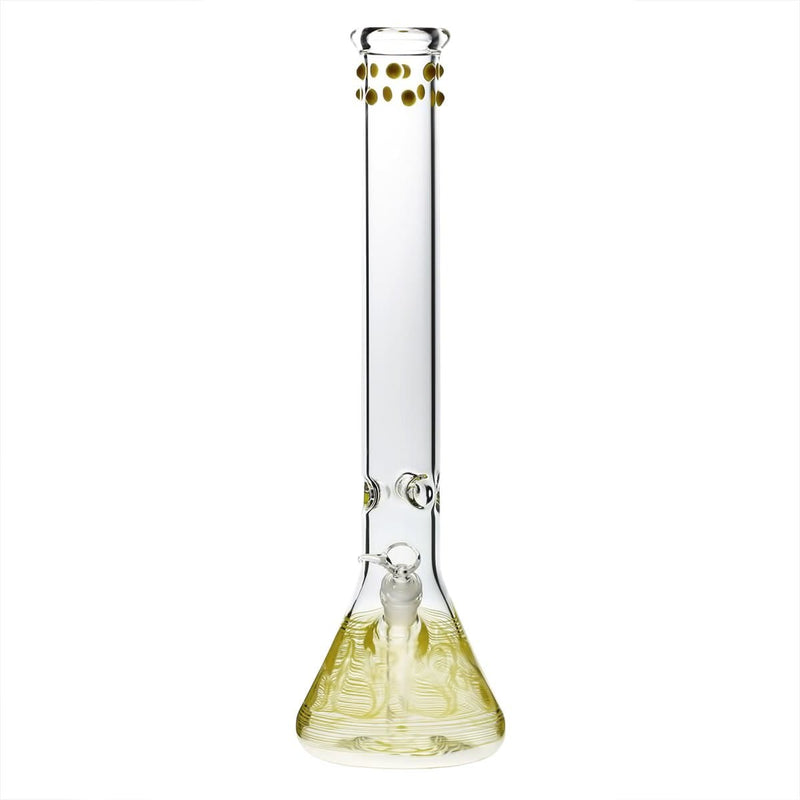 Biohazard Inc Glass Bong 18" Beaker Water Pipe w/ Marbles - Yellow Rake