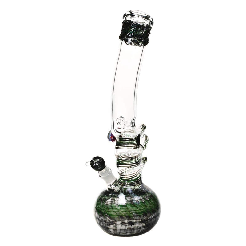 Biohazard Inc Glass Bong 18" Raked Triple Hook Water Pipe w/ Marbles