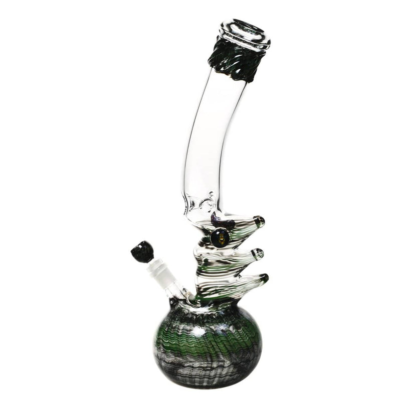 Biohazard Inc Glass Bong 18" Raked Triple Hook Water Pipe w/ Marbles