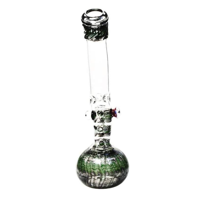 Biohazard Inc Glass Bong 18" Raked Triple Hook Water Pipe w/ Marbles