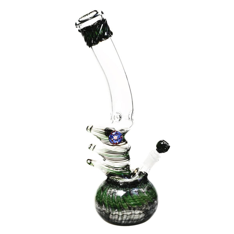 Biohazard Inc Glass Bong 18" Raked Triple Hook Water Pipe w/ Marbles