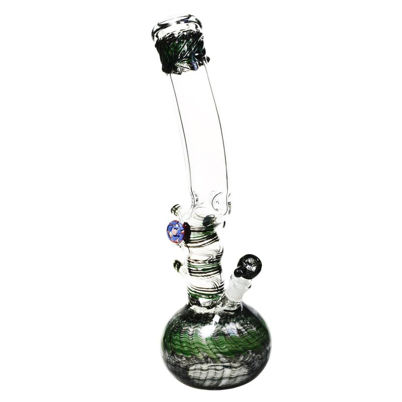 Biohazard Inc Glass Bong 18" Raked Triple Hook Water Pipe w/ Marbles