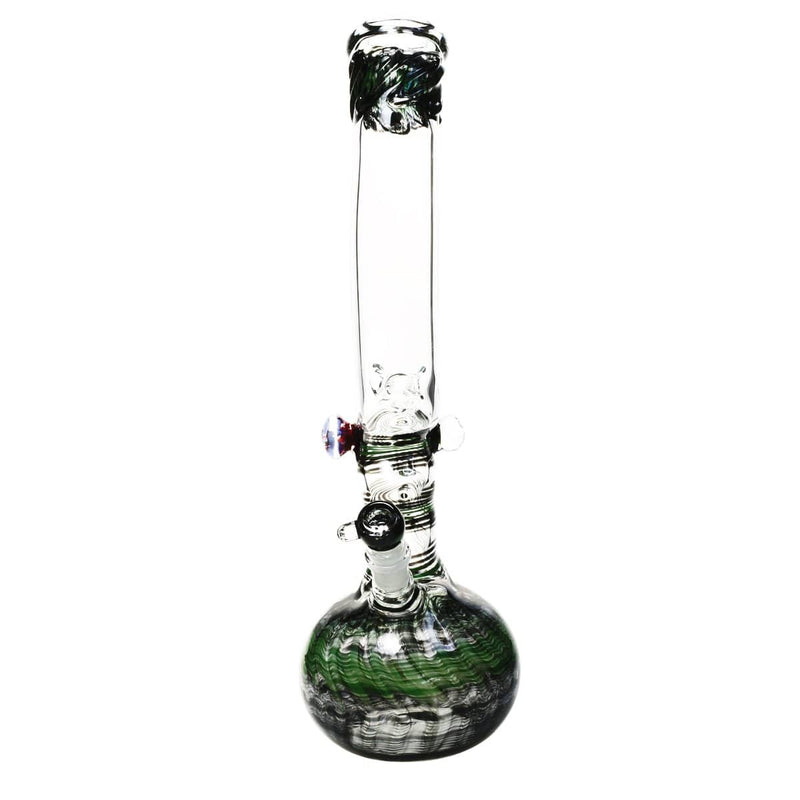 Biohazard Inc Glass Bong 18" Raked Triple Hook Water Pipe w/ Marbles