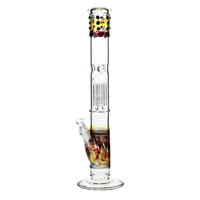 Biohazard Inc Glass Bong 18" Single Tree Straight Water Pipe w/ Marbles - Black Rake