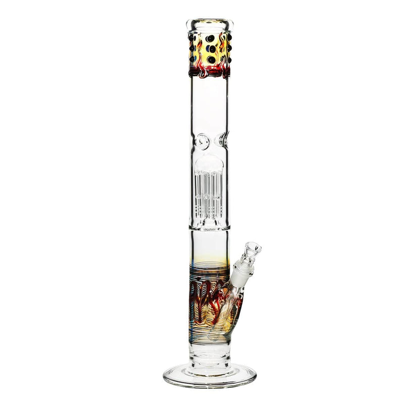 Biohazard Inc Glass Bong 18" Single Tree Straight Water Pipe w/ Marbles - Black Rake