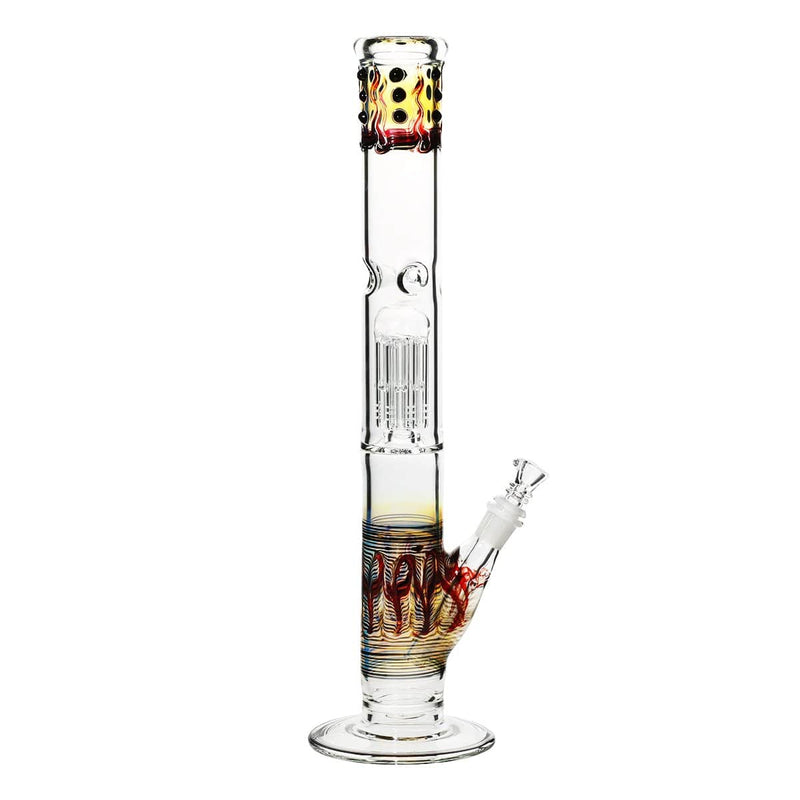 Biohazard Inc Glass Bong 18" Single Tree Straight Water Pipe w/ Marbles - Black Rake