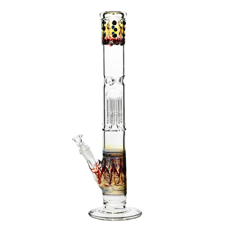 Biohazard Inc Glass Bong 18" Single Tree Straight Water Pipe w/ Marbles - Black Rake