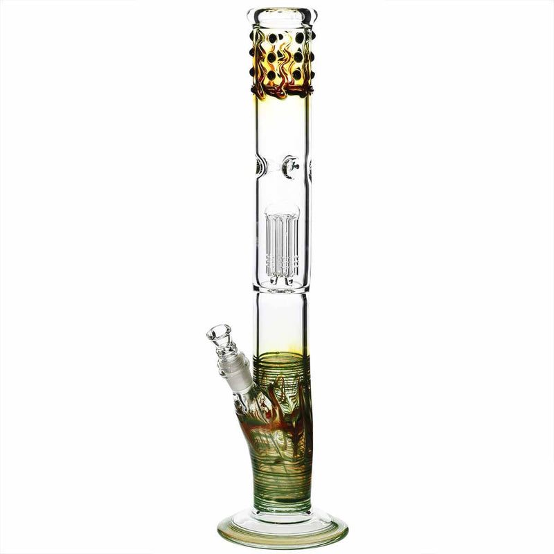 Biohazard Inc Glass Bong 18" Single Tree Straight Water Pipe w/ Marbles - Green Rake