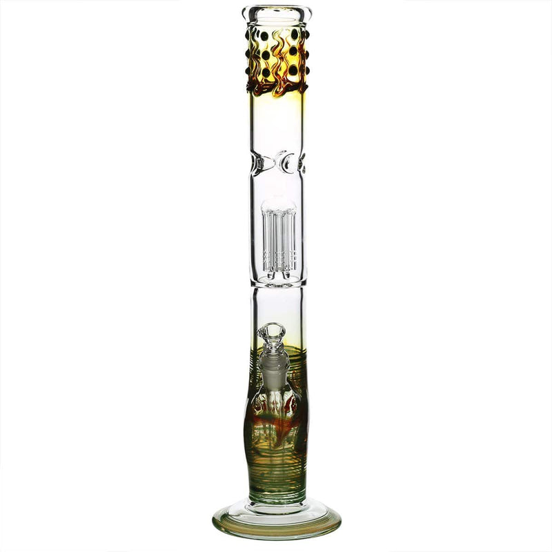 Biohazard Inc Glass Bong 18" Single Tree Straight Water Pipe w/ Marbles - Green Rake