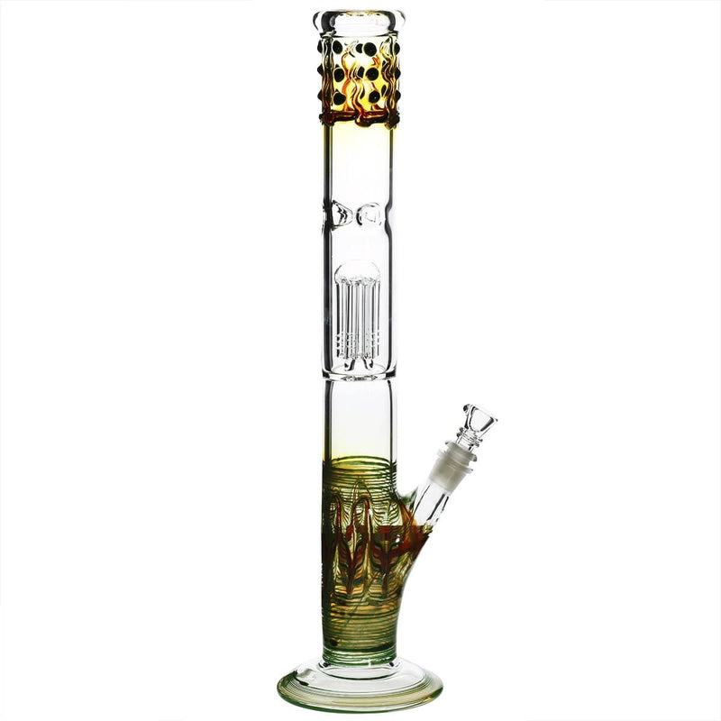 Biohazard Inc Glass Bong 18" Single Tree Straight Water Pipe w/ Marbles - Green Rake