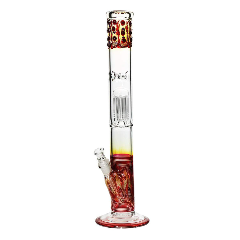 Biohazard Inc Glass Bong 18" Single Tree Straight Water Pipe w/ Marbles - Red Rake