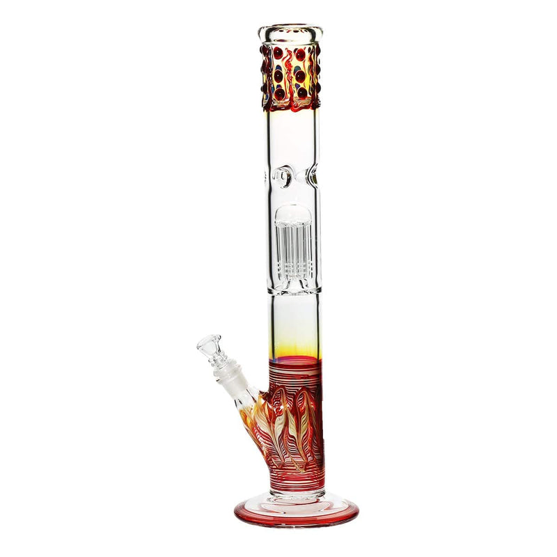 Biohazard Inc Glass Bong 18" Single Tree Straight Water Pipe w/ Marbles - Red Rake