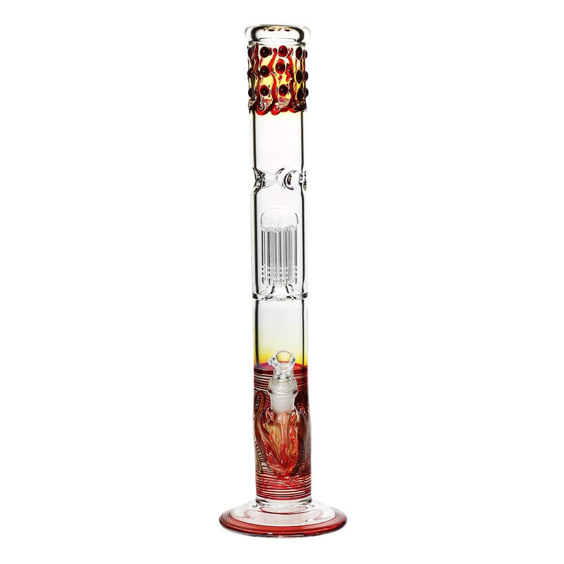 Biohazard Inc Glass Bong 18" Single Tree Straight Water Pipe w/ Marbles - Red Rake