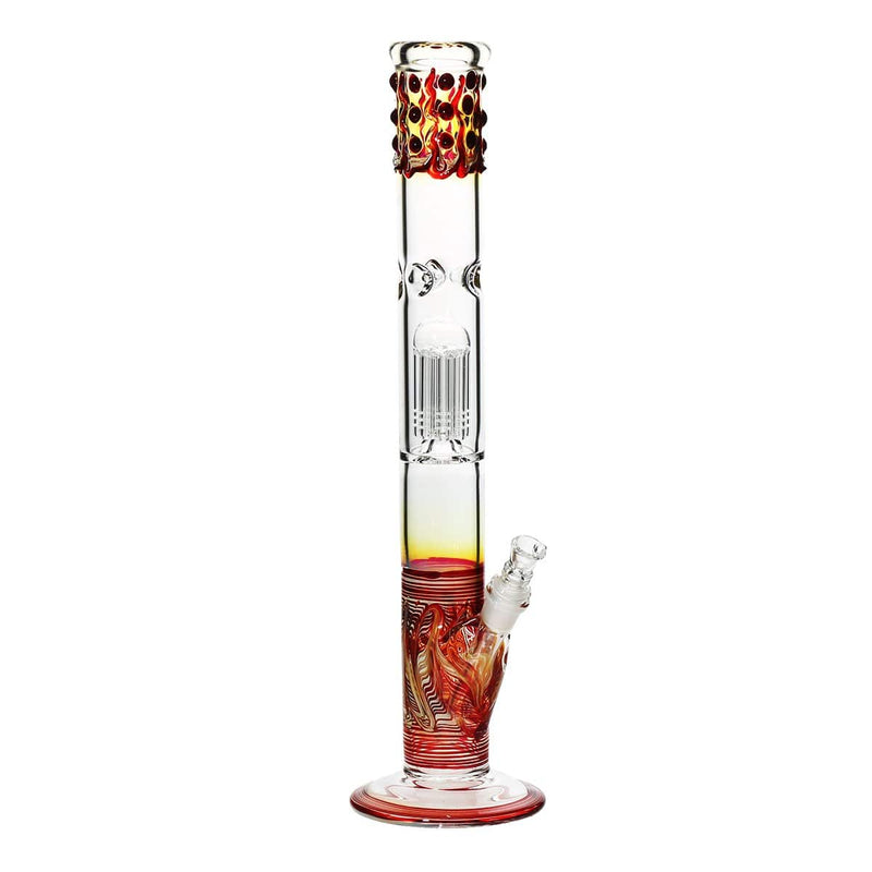 Biohazard Inc Glass Bong 18" Single Tree Straight Water Pipe w/ Marbles - Red Rake