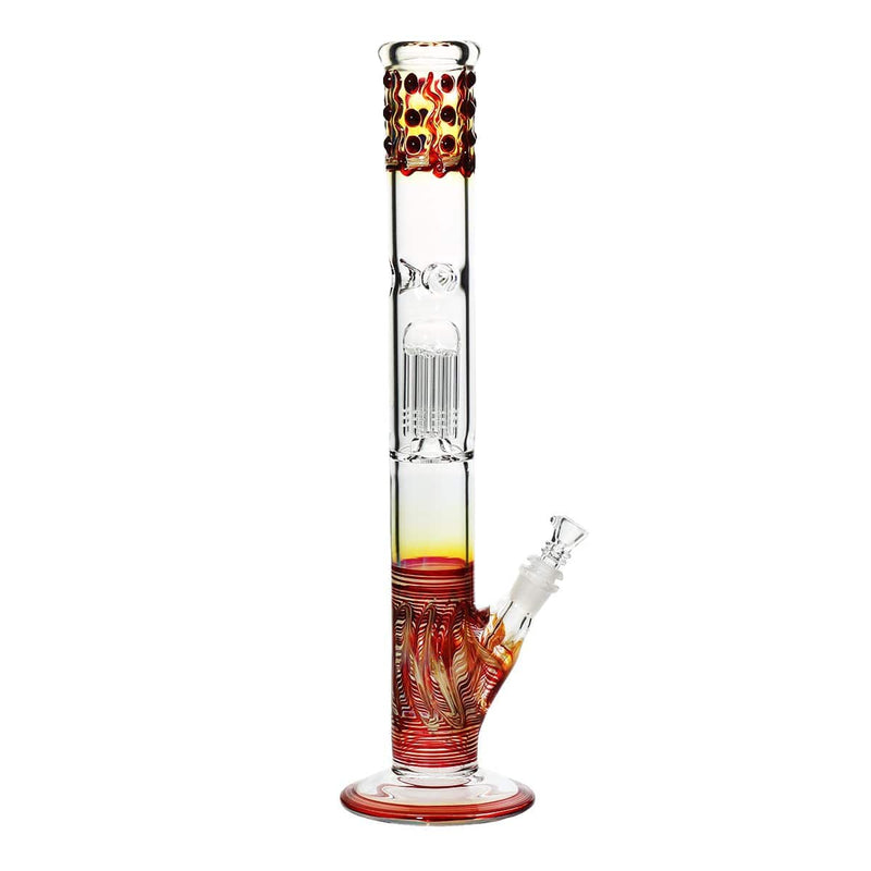 Biohazard Inc Glass Bong 18" Single Tree Straight Water Pipe w/ Marbles - Red Rake