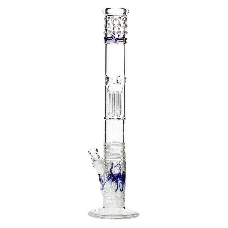 Biohazard Inc Glass Bong 18" Single Tree Straight Water Pipe w/ Marbles - White Rake