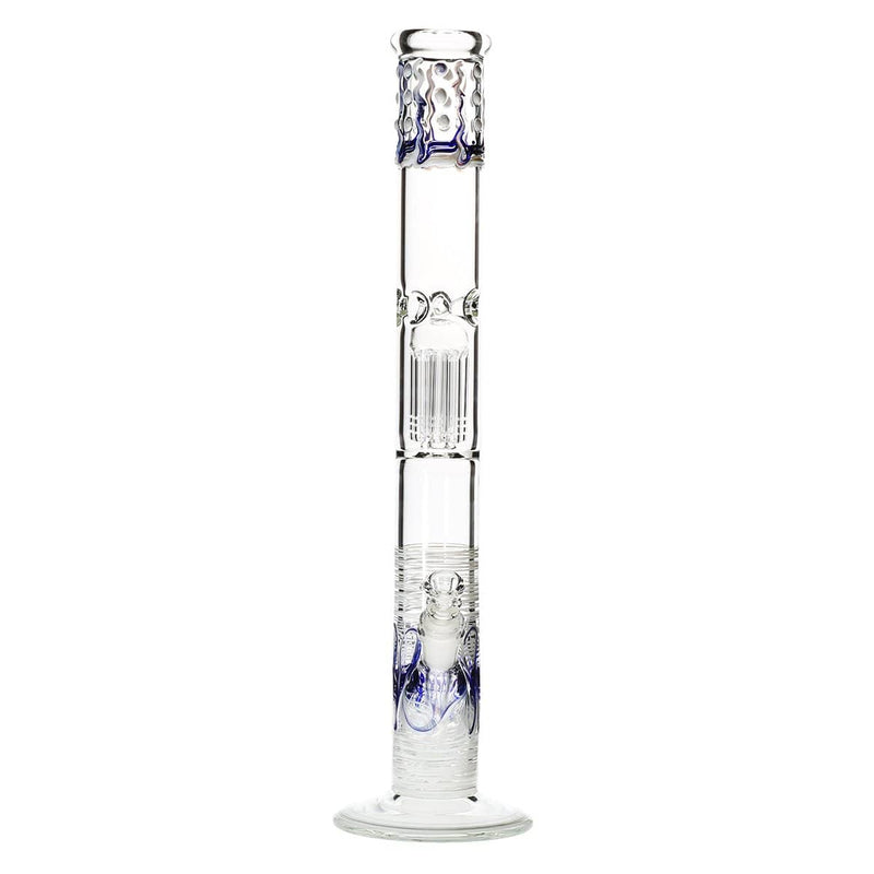 Biohazard Inc Glass Bong 18" Single Tree Straight Water Pipe w/ Marbles - White Rake