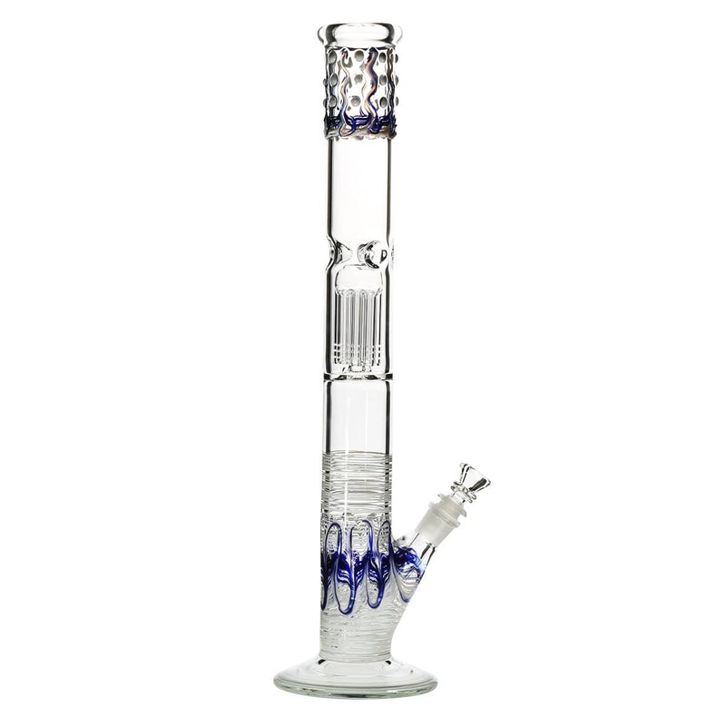 Biohazard Inc Glass Bong 18" Single Tree Straight Water Pipe w/ Marbles - White Rake