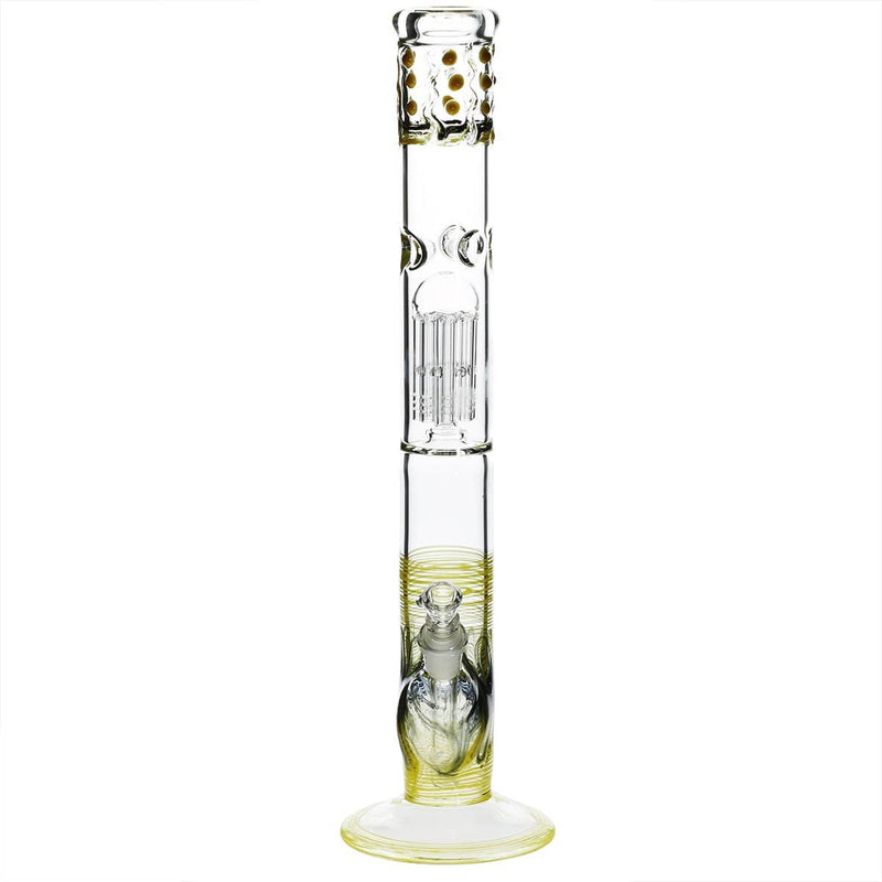 Biohazard Inc Glass Bong 18" Single Tree Straight Water Pipe w/ Marbles - Yellow Rake