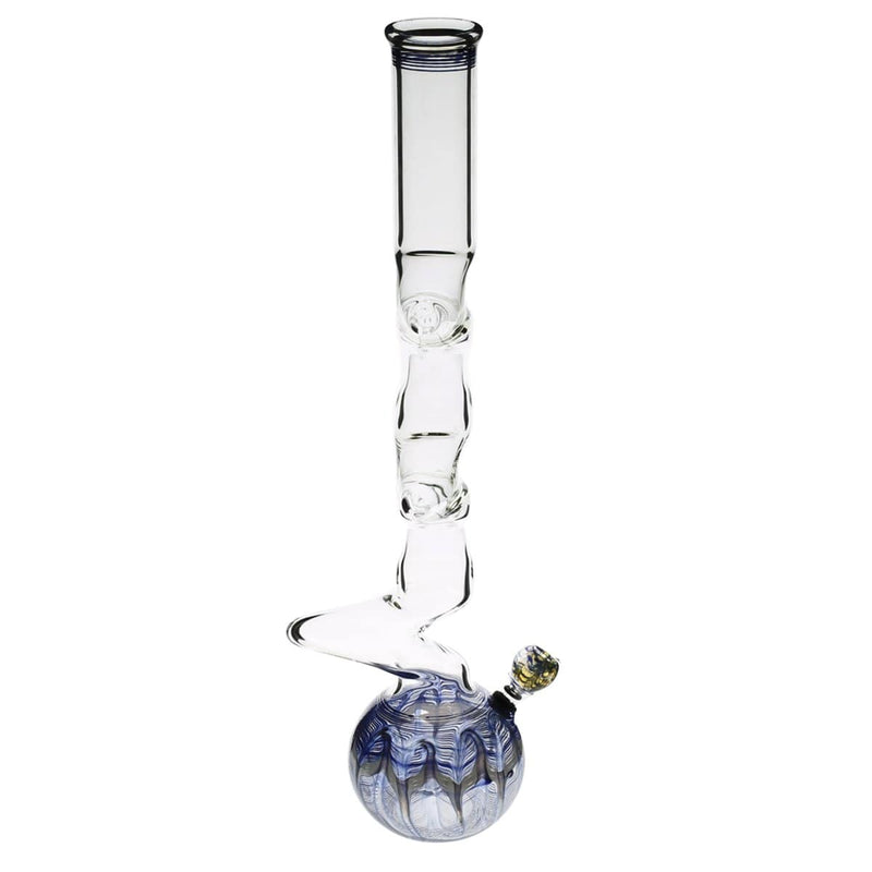 Biohazard Inc Glass Bong 20" Five Elbow Water Pipe w/ Slide - Blue Rake