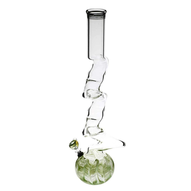 Biohazard Inc Glass Bong 20" Five Elbow Water Pipe w/ Slide - Green Rake