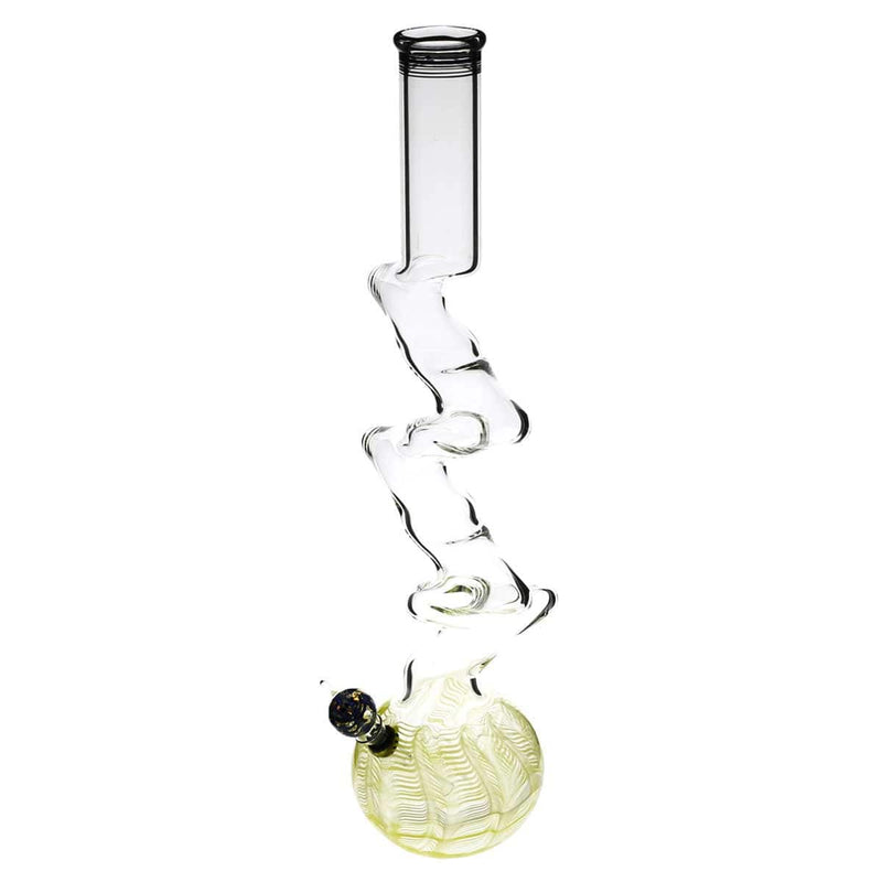 Biohazard Inc Glass Bong 20" Five Elbow Water Pipe w/ Slide - Yellow Rake