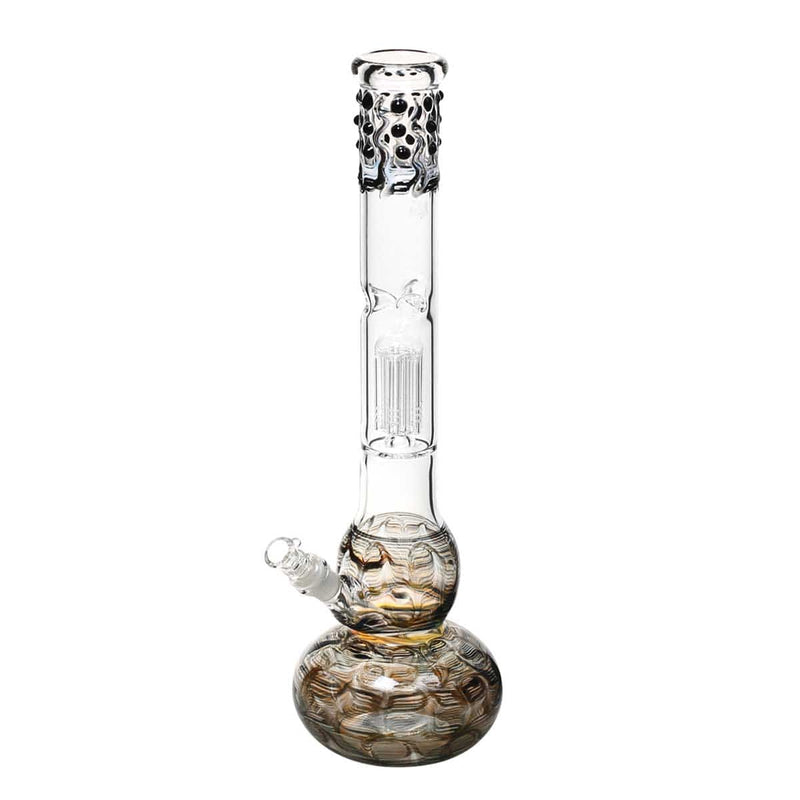 Biohazard Inc Glass Bong 20" Single Tree Double Bubble Water Pipe w/ Marbles - Black Rake