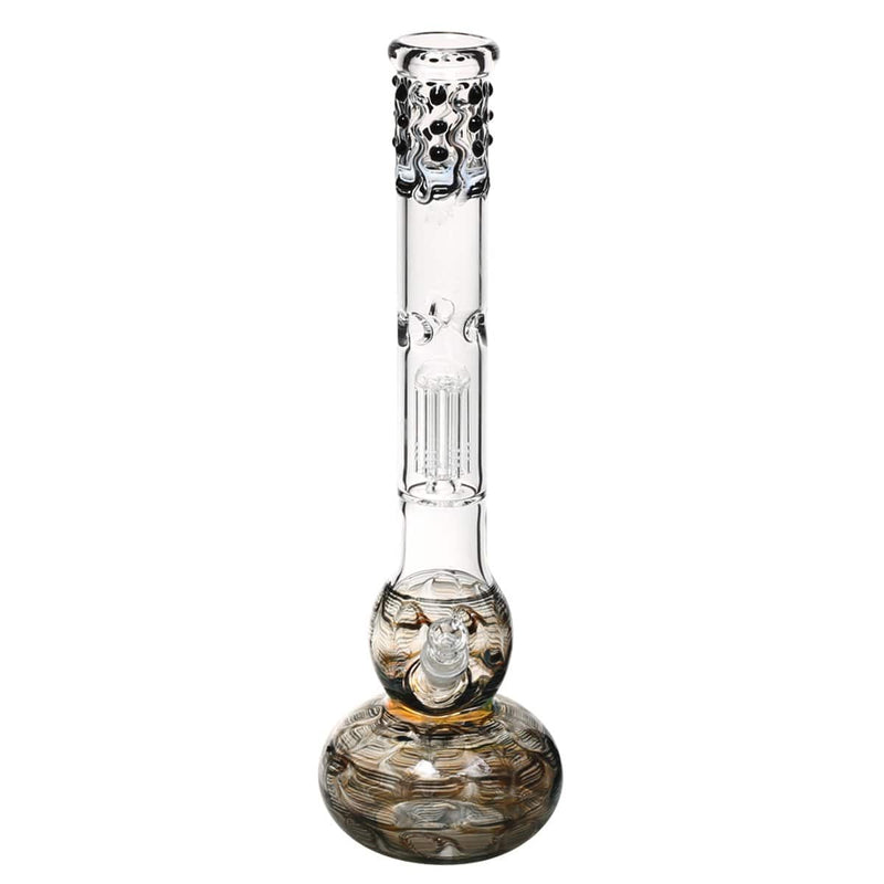 Biohazard Inc Glass Bong 20" Single Tree Double Bubble Water Pipe w/ Marbles - Black Rake