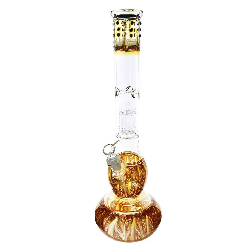 Biohazard Inc Glass Bong 20" Single Tree Double Bubble Water Pipe w/ Marbles - Brown Rake