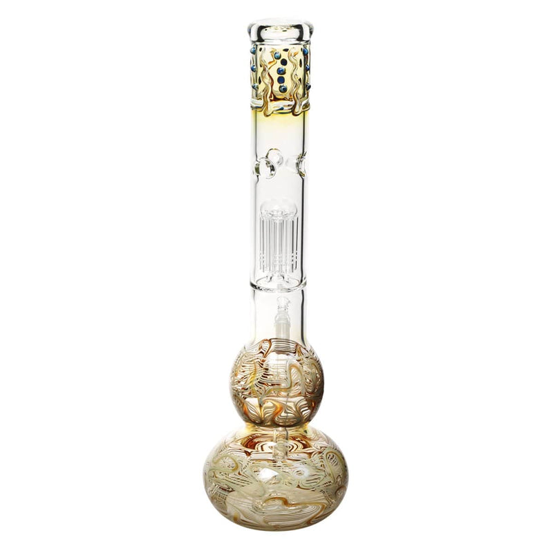 Biohazard Inc Glass Bong 20" Single Tree Double Bubble Water Pipe w/ Marbles - Brown Rake