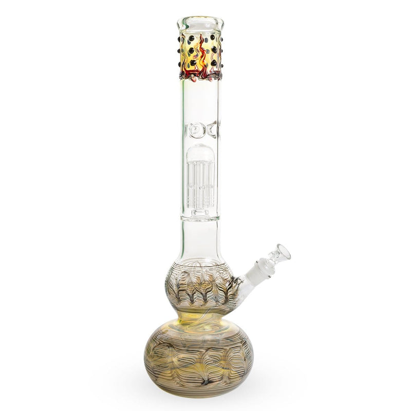 Biohazard Inc Glass Bong 20" Single Tree Double Bubble Water Pipe w/ Marbles - Brown Rake