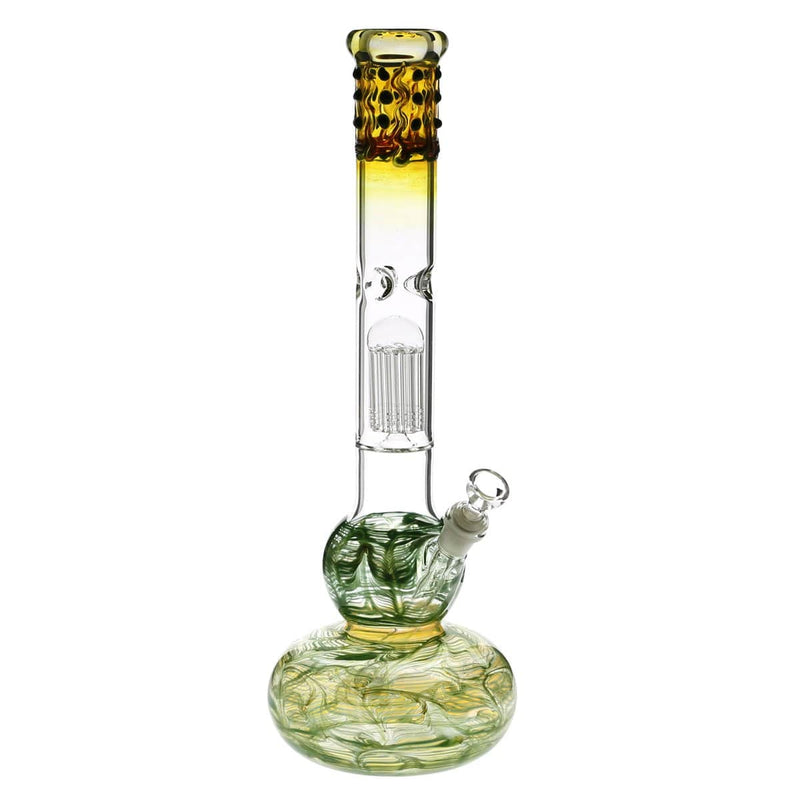 Biohazard Inc Glass Bong 20" Single Tree Double Bubble Water Pipe w/ Marbles - Green Rake