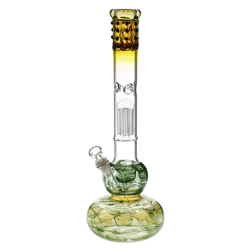 Biohazard Inc Glass Bong 20" Single Tree Double Bubble Water Pipe w/ Marbles - Green Rake