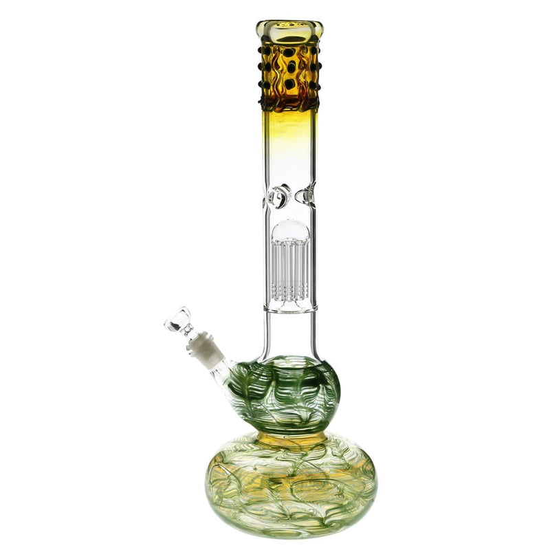 Biohazard Inc Glass Bong 20" Single Tree Double Bubble Water Pipe w/ Marbles - Green Rake