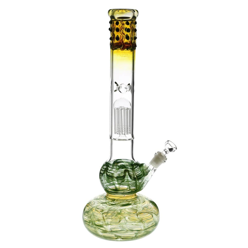 Biohazard Inc Glass Bong 20" Single Tree Double Bubble Water Pipe w/ Marbles - Green Rake