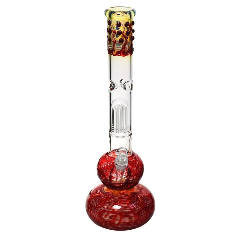 Biohazard Inc Glass Bong 20" Single Tree Double Bubble Waterpipe w/ Marbles - Red Rake