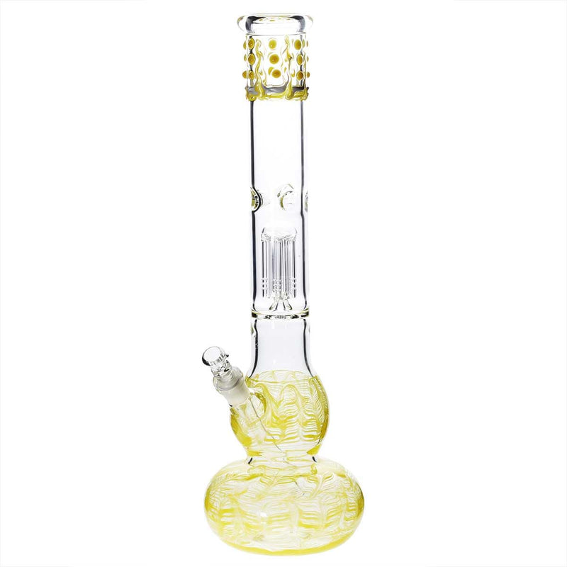 Biohazard Inc Glass Bong 20" Single Tree Double Bubble Waterpipe w/ Marbles - White Rake