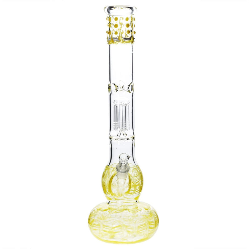 Biohazard Inc Glass Bong 20" Single Tree Double Bubble Waterpipe w/ Marbles - White Rake