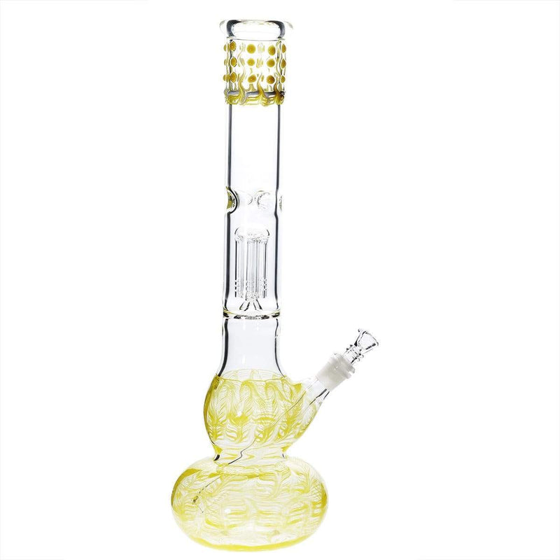 Biohazard Inc Glass Bong 20" Single Tree Double Bubble Waterpipe w/ Marbles - White Rake