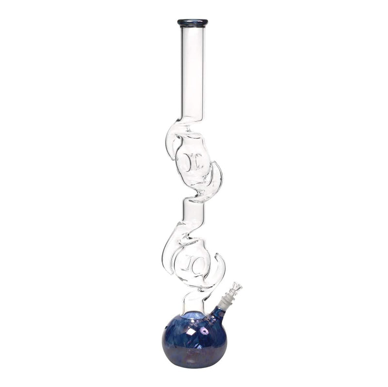 Biohazard Inc Glass Bong 24" Double Donut and Hook Water Pipe - Metallic