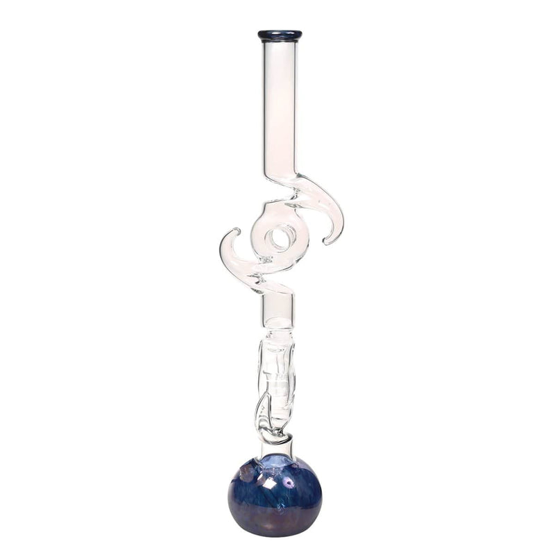 Biohazard Inc Glass Bong 24" Double Donut and Hook Water Pipe - Metallic